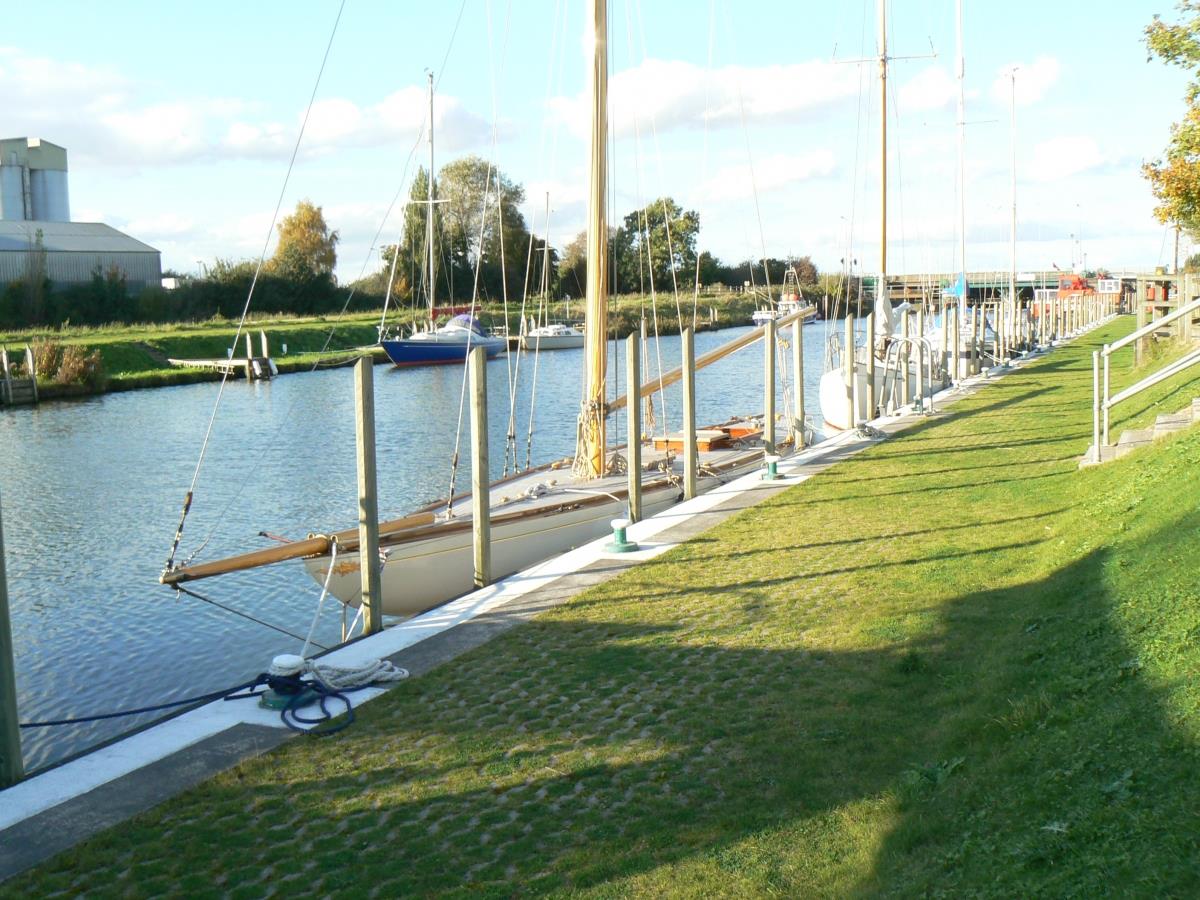 Boats moored on the River Ancholme at South Ferriby Marina