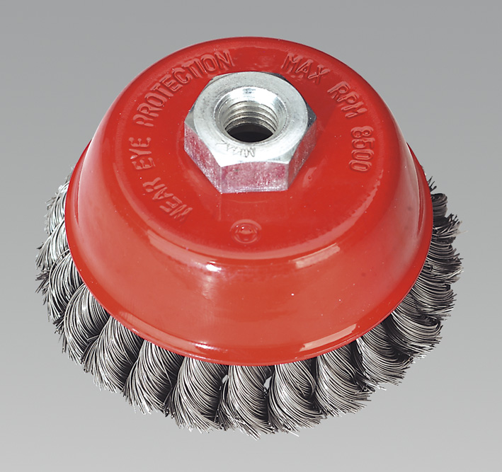 Twist-knot wire cup brush